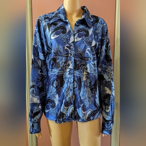 Pre-owned Blue diamond blue multicolored long sleeve shirt, TE - Picture 1 of 3